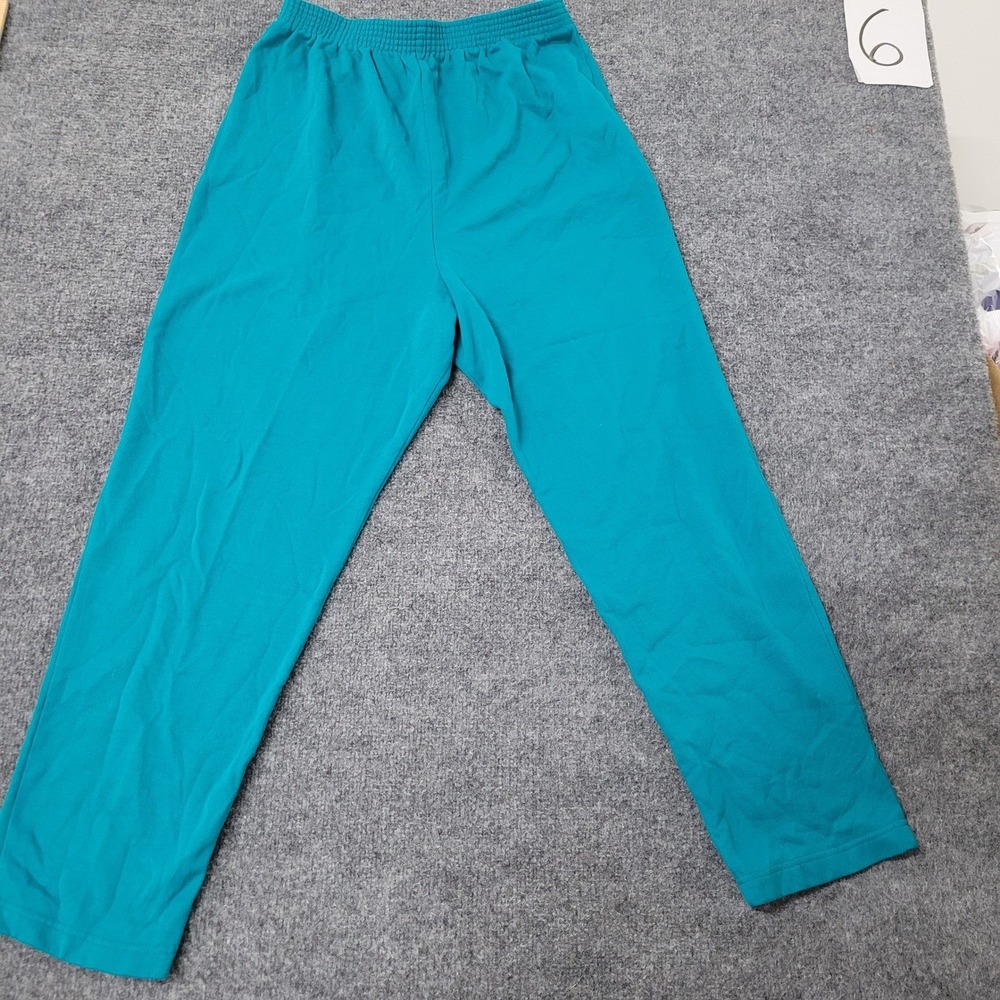 Unbranded Pants Womens Size L Teal Blue Elastic Waist Straight Leg Made in USA